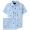 The Children’s Place Boys’ Short Sleeve Poplin Button Down Shirt(Football Print)