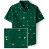 The Children’s Place Boys’ Short Sleeve Poplin Button Down Shirt(Spruceshad Doodle)