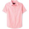 The Children’s Place Boys’ Short Sleeve Poplin Button Down Shirt(Cherry Gingham)