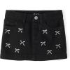 The Children’s Place Girls’ Everyday Denim Skirts and Skorts(Black Wash Bows)