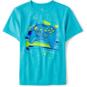 The Children’s Place Boys’ Active Performance Short Sleeve T-Shirt(Atlantis Blue)