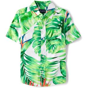 The Children’s Place Boys’ Short Sleeve Poplin Button Down Shirt(Applemint)