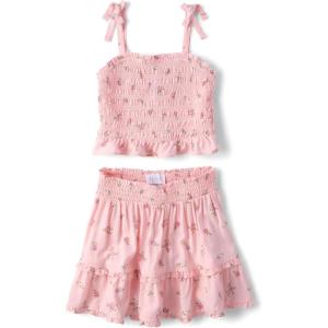 The Children’s Place Girls’ Smocked Top and Skirt 2 Piece Set(Nectar Pink)