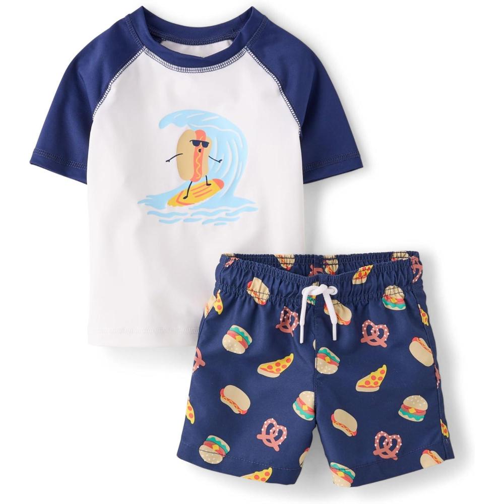 imageThe Childrens Place Baby Boys and Toddler Short Sleeve Rashguard and BottomsFood