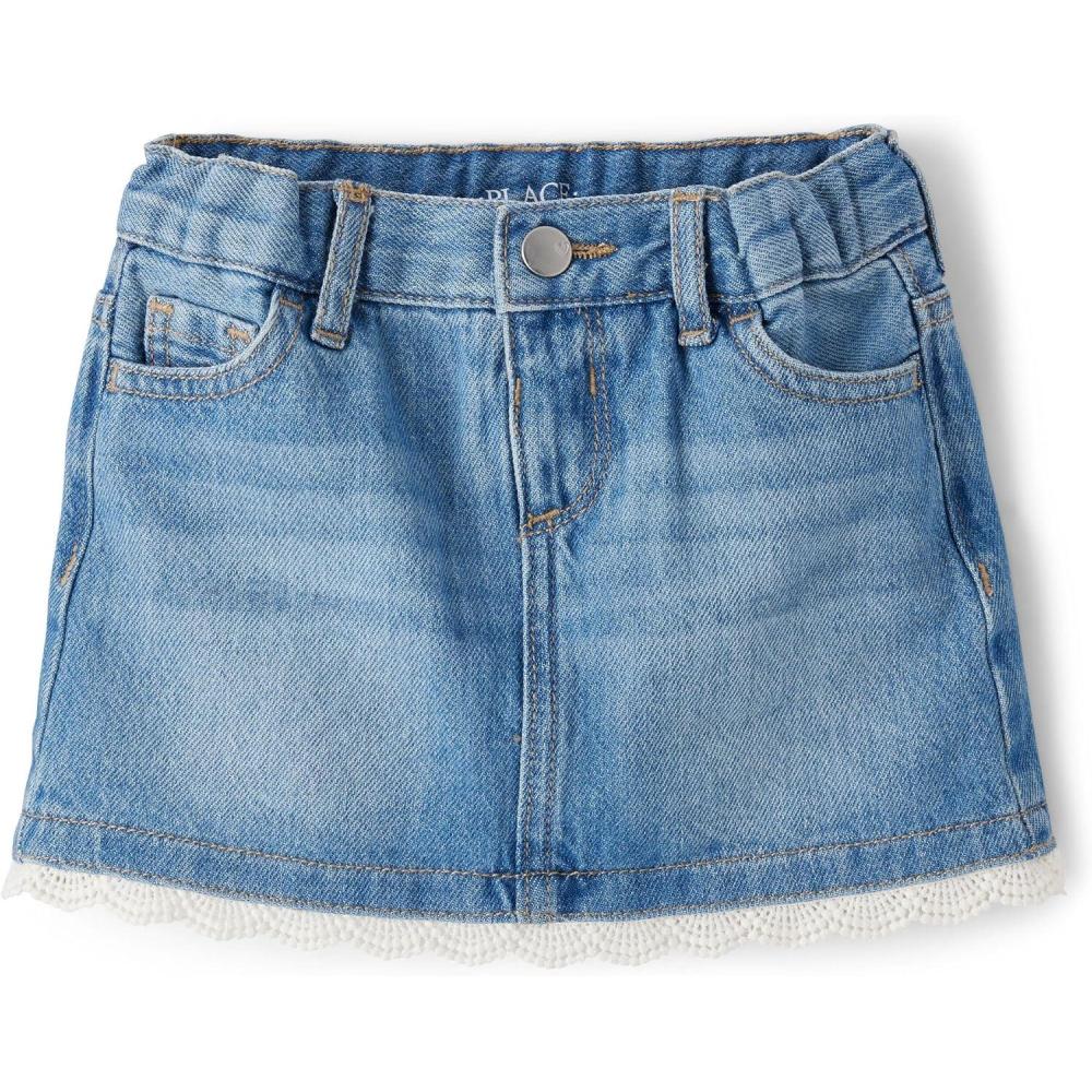 imageThe Childrens Place Baby Girls And Toddler Denim SkortReagan Wash Lace