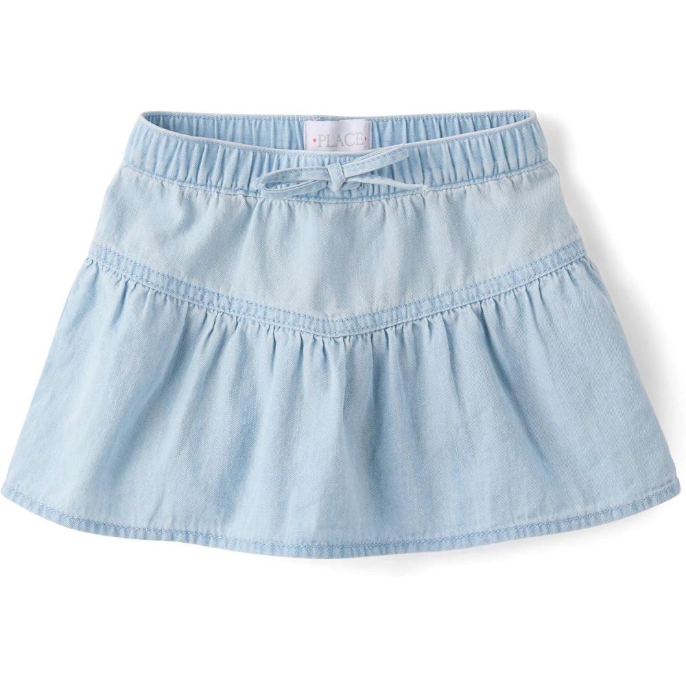 imageThe Childrens Place Baby Girls And Toddler Denim SkortSutton Wash Chambray