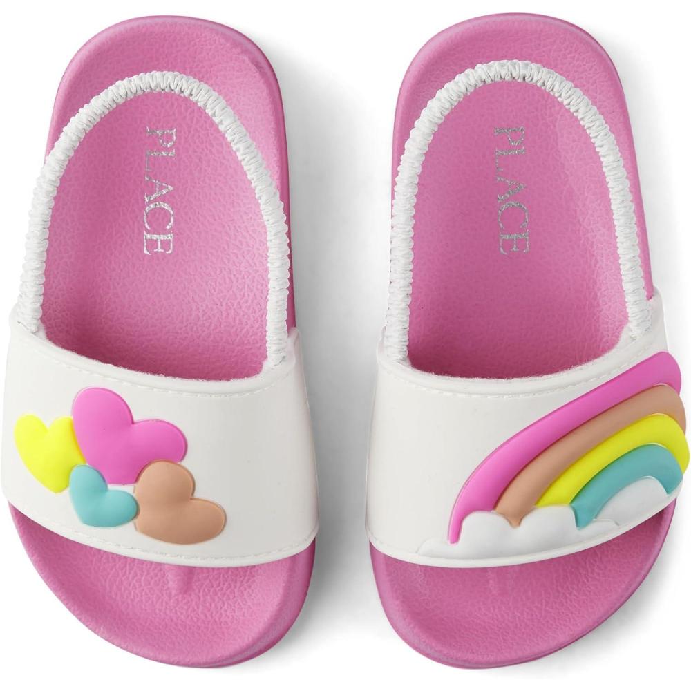 imageThe Childrens Place Baby Girls And Toddler Everyday Slide Sandals With BackstrapRainbow Wave