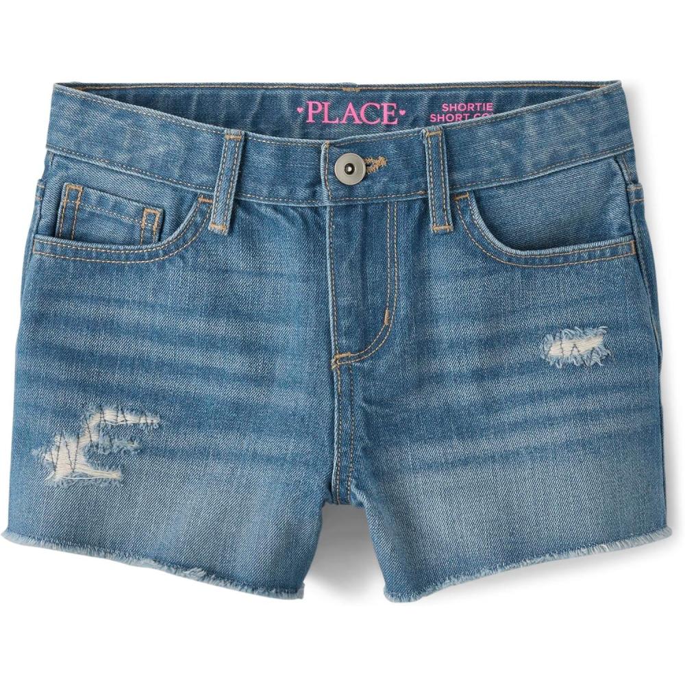 imageThe Childrens Place Girls Denim Shortie ShortsRelaxed Dahlia