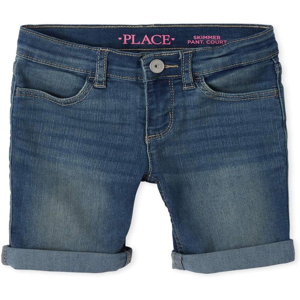 imageThe Childrens Place Girls Twill Skimmer ShortsAzure Blue Wash