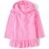 The Children’s Place Baby Girls’ and Toddler Hooded Swim Coverup(Happy Pink Long Sleeve)