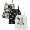 The Children’s Place Baby Girls’ and Toddler Strappy Summer Tank Tops(Black Tropical 3-pack)