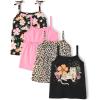 The Children’s Place Baby Girls’ and Toddler Strappy Summer Tank Tops(Cheetah 4-pack)
