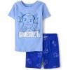 The Children’s Place Boys’ 100% Cotton Sleeve Top and Shorts 2 Piece Pajama Set(Gamer Axolotyl)