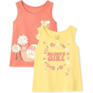 The Children’s Place Baby Girls’ Toddler Girls Everyday Tank Tops(Yellow/Peach 2-pack)