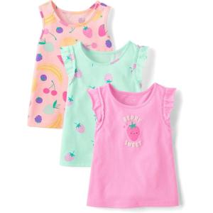 The Children’s Place Baby Girls’ and Toddler Assorted Tank Tops(Pink Sea Salt 3-pack)