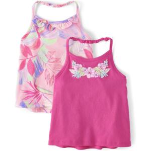The Children’s Place Baby Girls’ and Toddler Halter Tank Tops(Luau Print 2-pack)