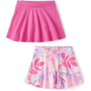 The Children’s Place Baby Girls’ and Toddler Pull on Everyday Skorts(Luau Print/Fuschia 2-pack)
