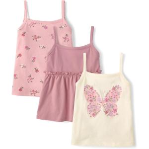 The Children’s Place Baby Girls’ and Toddler Strappy Summer Tank Tops(Butterflies 3-pack)