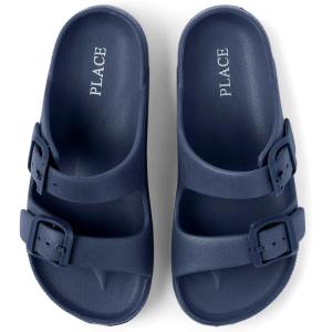 The Children’s Place Boys’ Boys’ Everyday Slip on Double Buckle Slide Sandals(Navy)