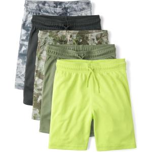 The Children’s Place Boys’ Quick Dry Mesh Basketball Shorts(Green 5-pack)