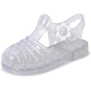 The Children’s Place Girls’ Girls Jelly Fisherman Sandals(Clear Silver Glitter)