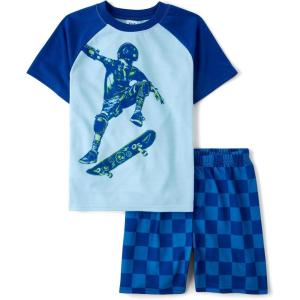 The Children’s Place boys Short Sleeve Top and Shorts,2 Piece Pajama Set(Skateboarder)