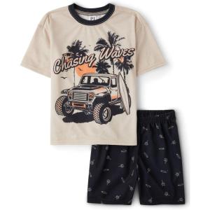 The Children’s Place boys Short Sleeve Top and Shorts,2 Piece Pajama Set(Wave Chaser)