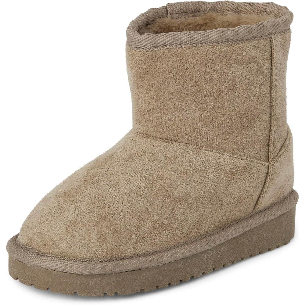 imageThe Childrens Place Baby Girls Baby Girls and Toddler Classic Ankle Boots Faux Fur LinedTaupe
