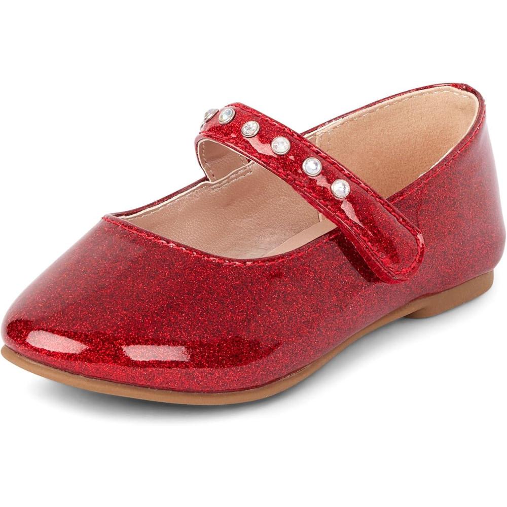 imageThe Childrens Place Baby Girls Baby Girls and Toddler Closed Toe Ballet FlatsRed