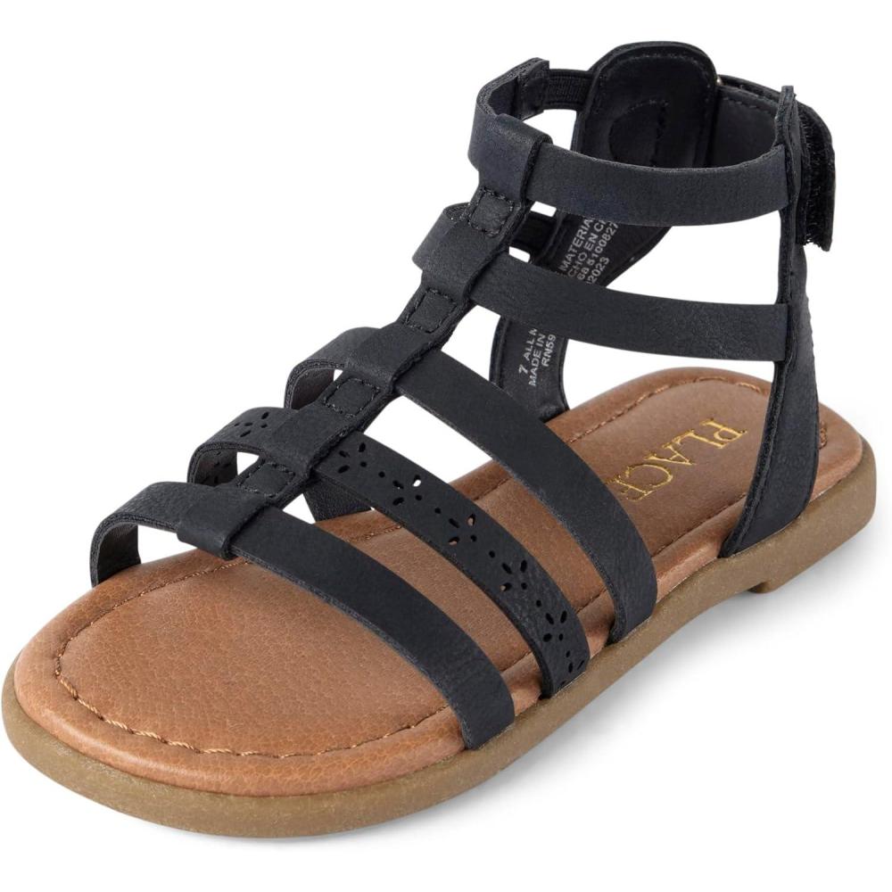 imageThe Childrens Place Baby Girls Baby Girls and Toddler Gladiator SandalsBlack