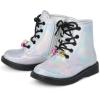 The Children’s Place Baby Girls’ Baby Girls and Toddler Lace Up Combat Boots(Metallic Silver)