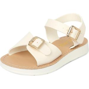 The Children’s Place Baby Girls’ Baby Girls and Toddler Platform Sandals With Adjustable Ankle Strap(White Flatform)