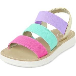 The Children’s Place Baby Girls and Toddler Open Toe Flat Sandals, Multicolor Triple Band(Multicolor Triple Band)